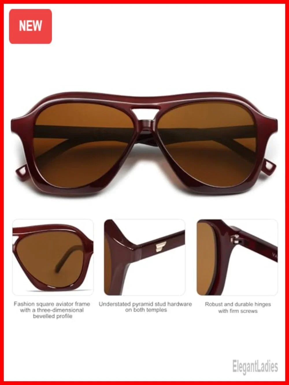 Retro 70s Square Aviator Sunglasses Womens Men Trendy Polarized Vintage Shades